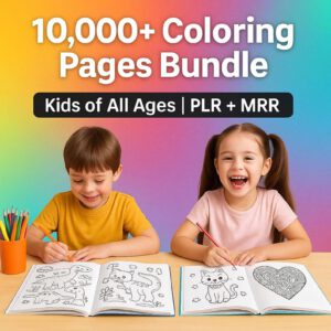 10k+ Kids Coloring Pages Bundle PLR&MRR